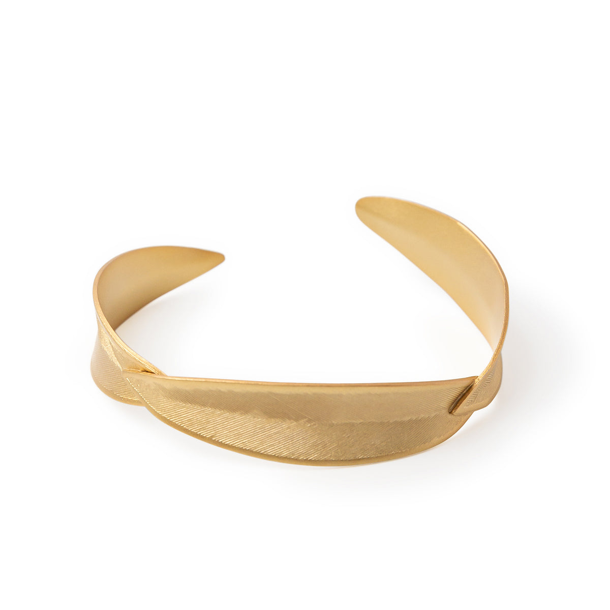 Brazalete Hoja dorado mate baño de oro 24 ct