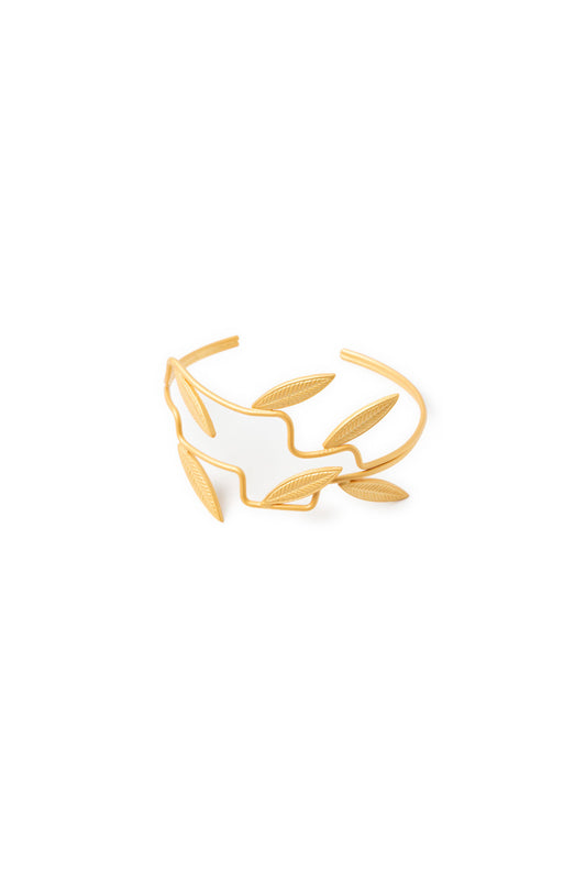 Brazalete Leaf dorado baño de oro 24 ct