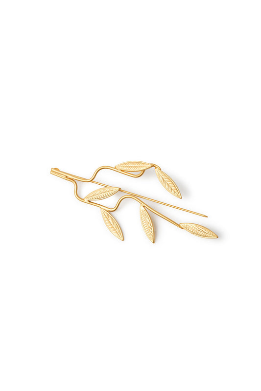 Broche Leaf dorado mate baño de oro 24 ct