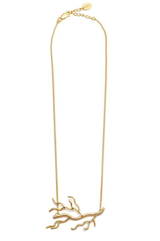 Collar Coral pequeño baño de oro 24 ct y esmaltado a mano