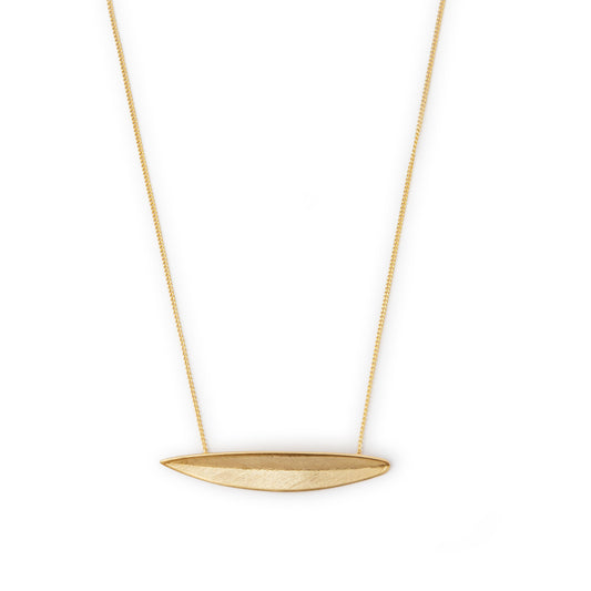 Collar Hoja dorado mate baño de oro 24 ct