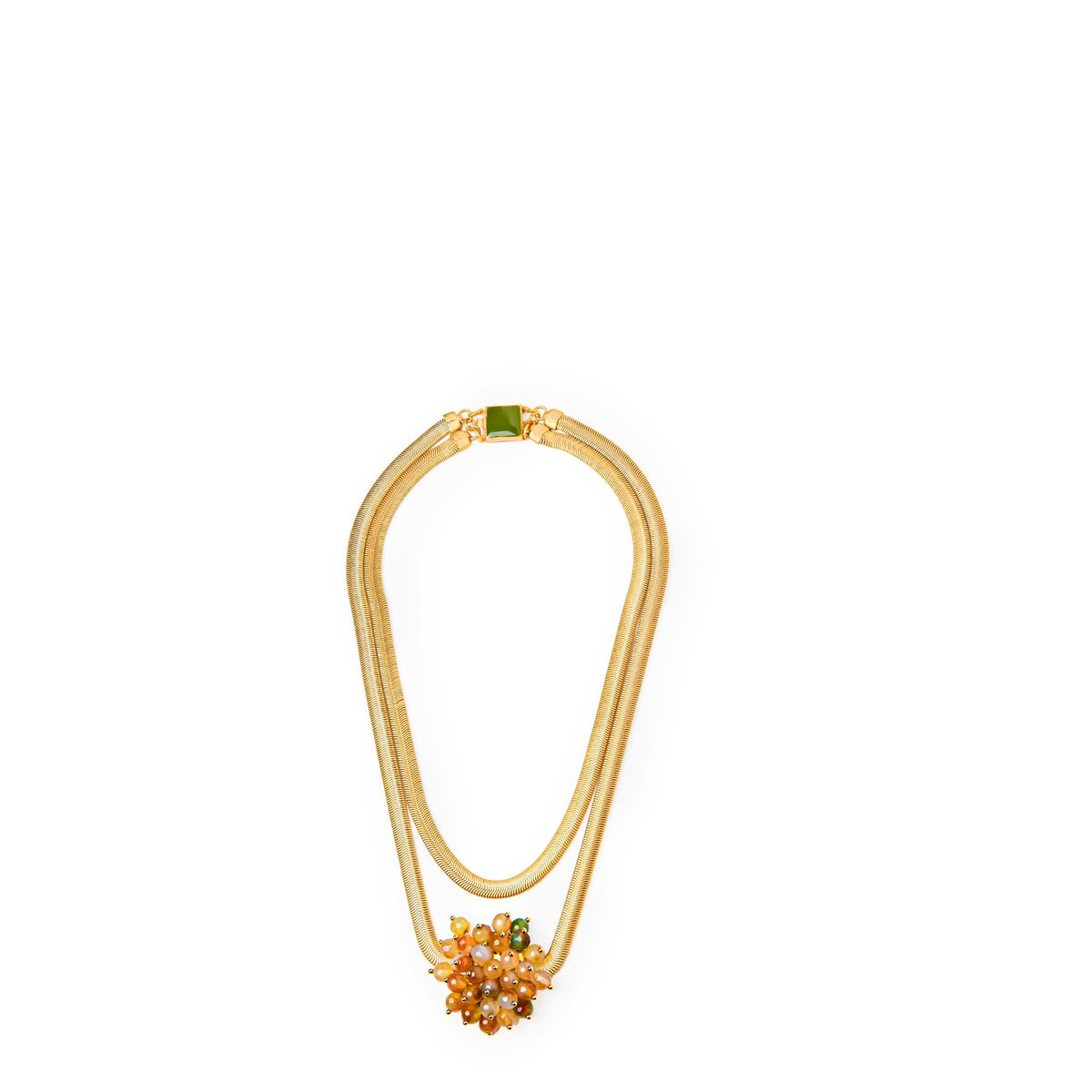 Collar Jackie grande de ágatas dorado mate, detalle 3