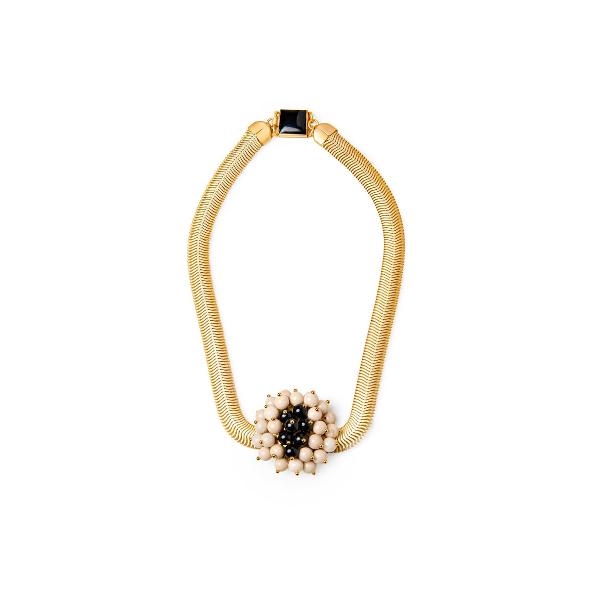 Collar Jackie mediano de ágatas dorado mate, detalle 3