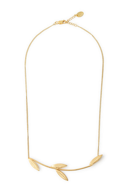 Collar mediano Leaf dorado mate baño de oro 24 ct