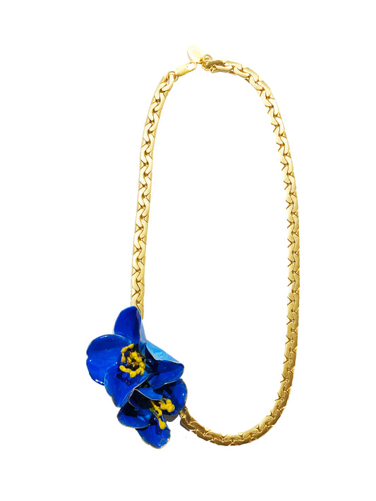 Gargantilla amapolas azules esmaltada a mano