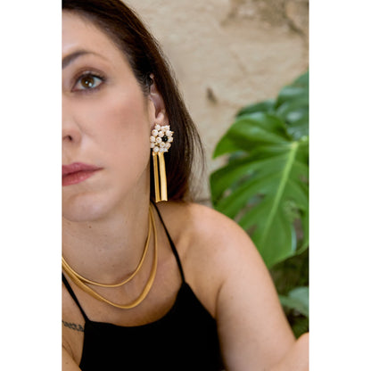 Gargantilla doble fina Jackie dorado mate con cierre esmaltado