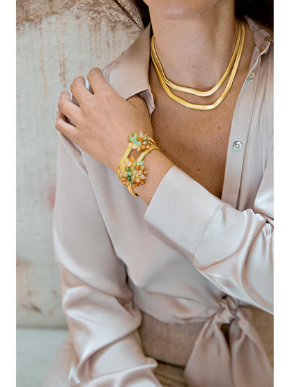 Gargantilla doble fina Jackie dorado mate con cierre esmaltado, detalle 5