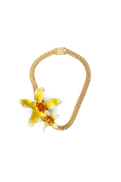 Gargantilla Flores dorado mate baño de oro 24 ct, detalle 3