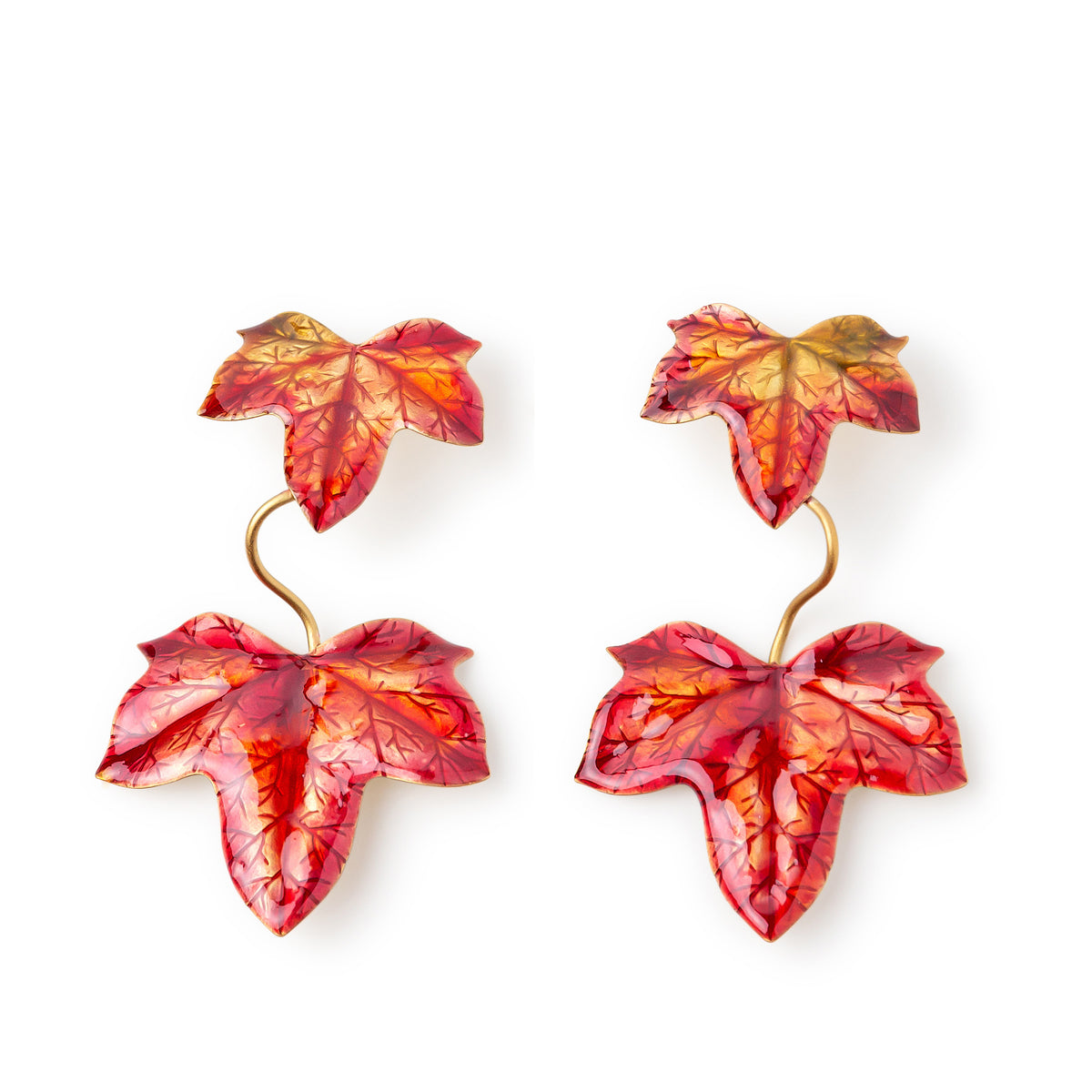Pendientes largos Hiedra baño de oro 24 ct
