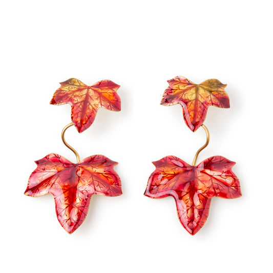 Pendientes largos Hiedra baño de oro 24 ct