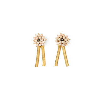 Pendientes largos Jackie de cadena y ágatas dorado mate, detalle 3