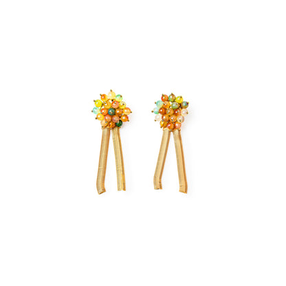 Pendientes largos Jackie de cadena y ágatas dorado mate, detalle 4