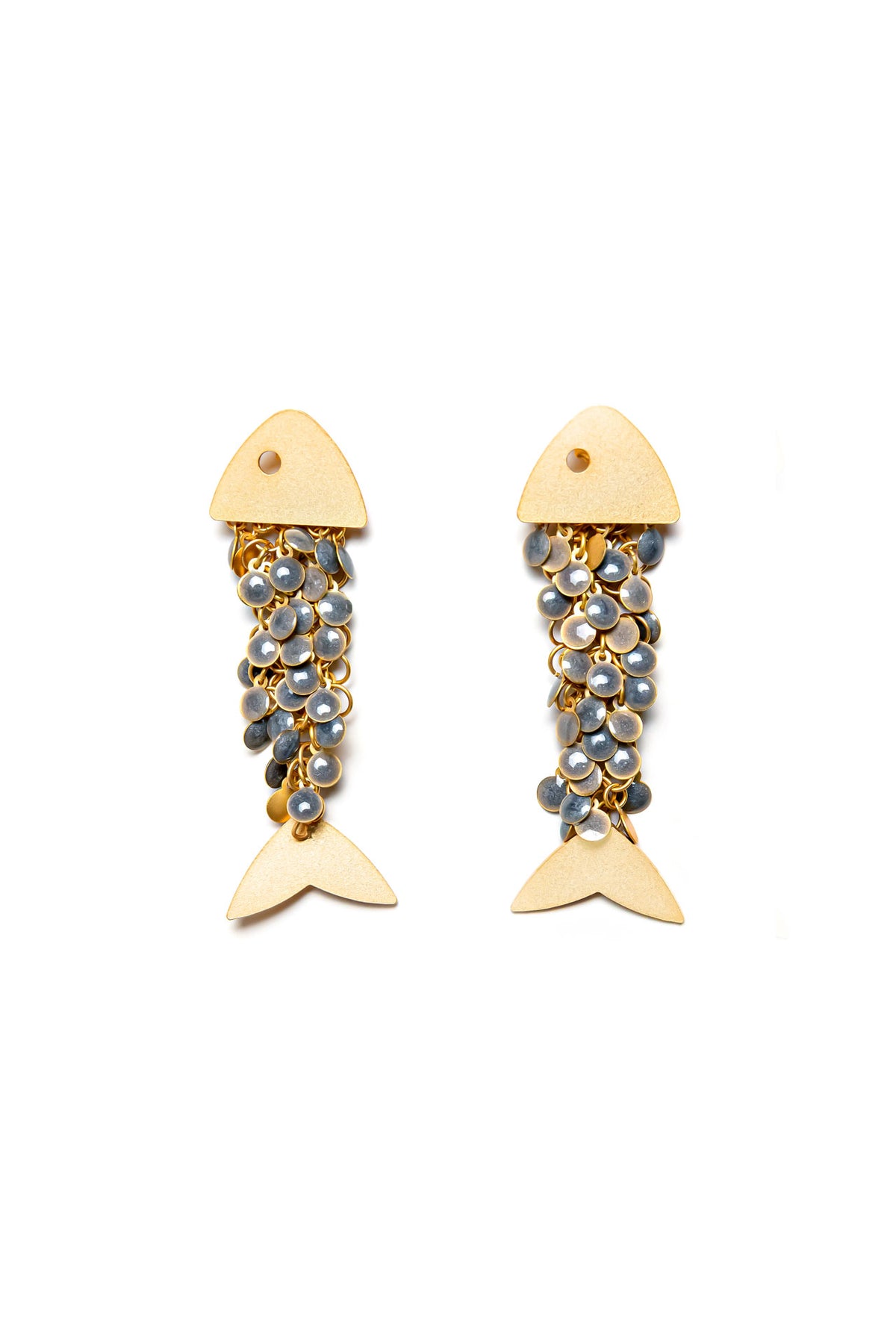 Pendientes Raspa baño de oro 24 ct vestidos de esmalte