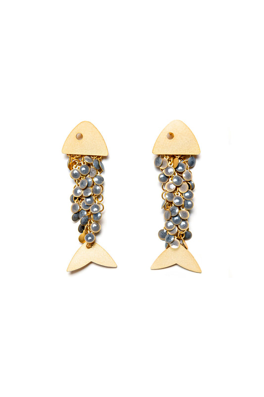 Pendientes Raspa baño de oro 24 ct vestidos de esmalte