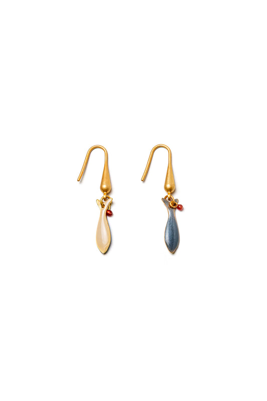 Pendientes Raspa pez mini baño de oro 24 ct esmaltados a mano
