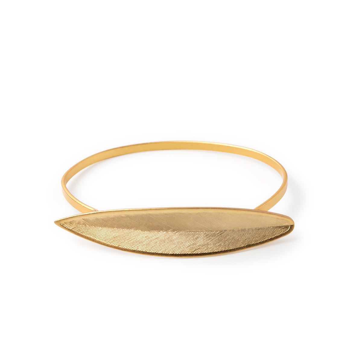 Pulsera Hoja dorado mate baño de oro 24 ct