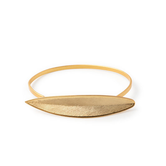 Pulsera Hoja dorado mate baño de oro 24 ct