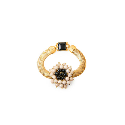 Pulsera Jackie mediana de ágatas dorado mate, detalle 2