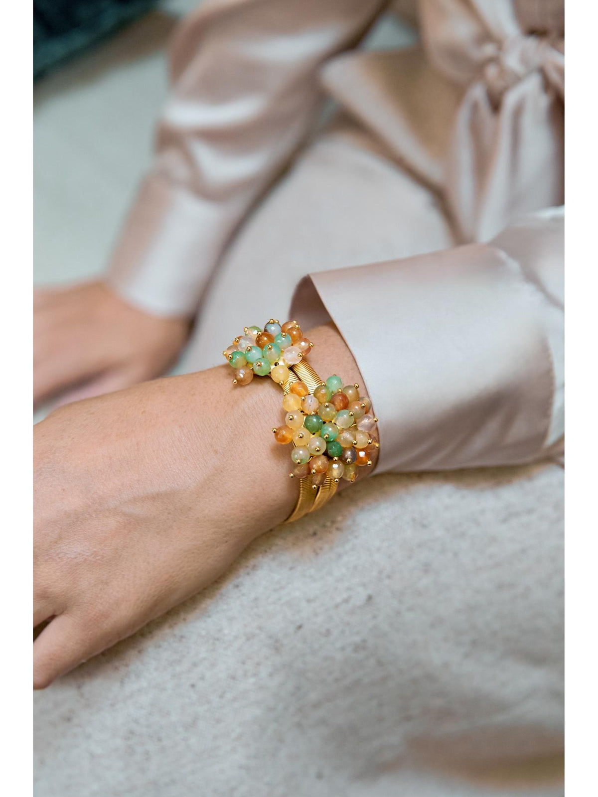 Pulsera Jackie XL de ágatas dorado mate