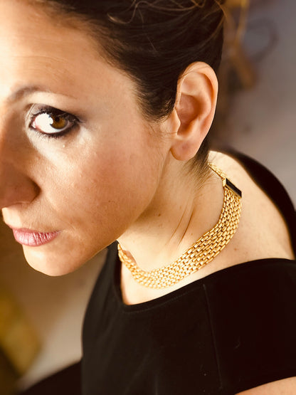 Love necklace double 24ct gold plating luxury black enamel clasp