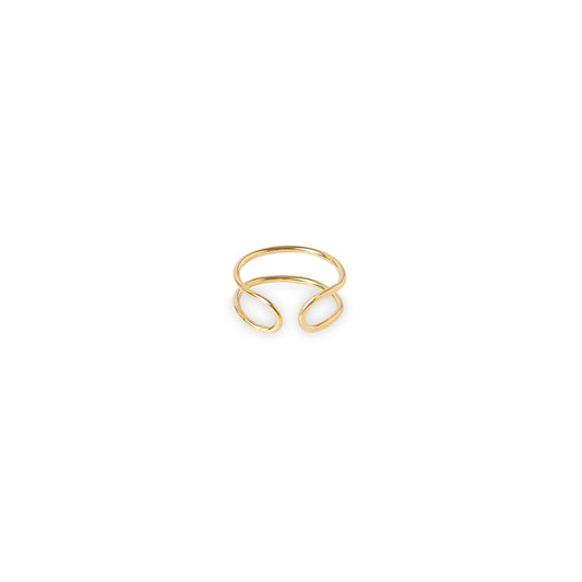 Polished 24ct gold plated Tube S ring