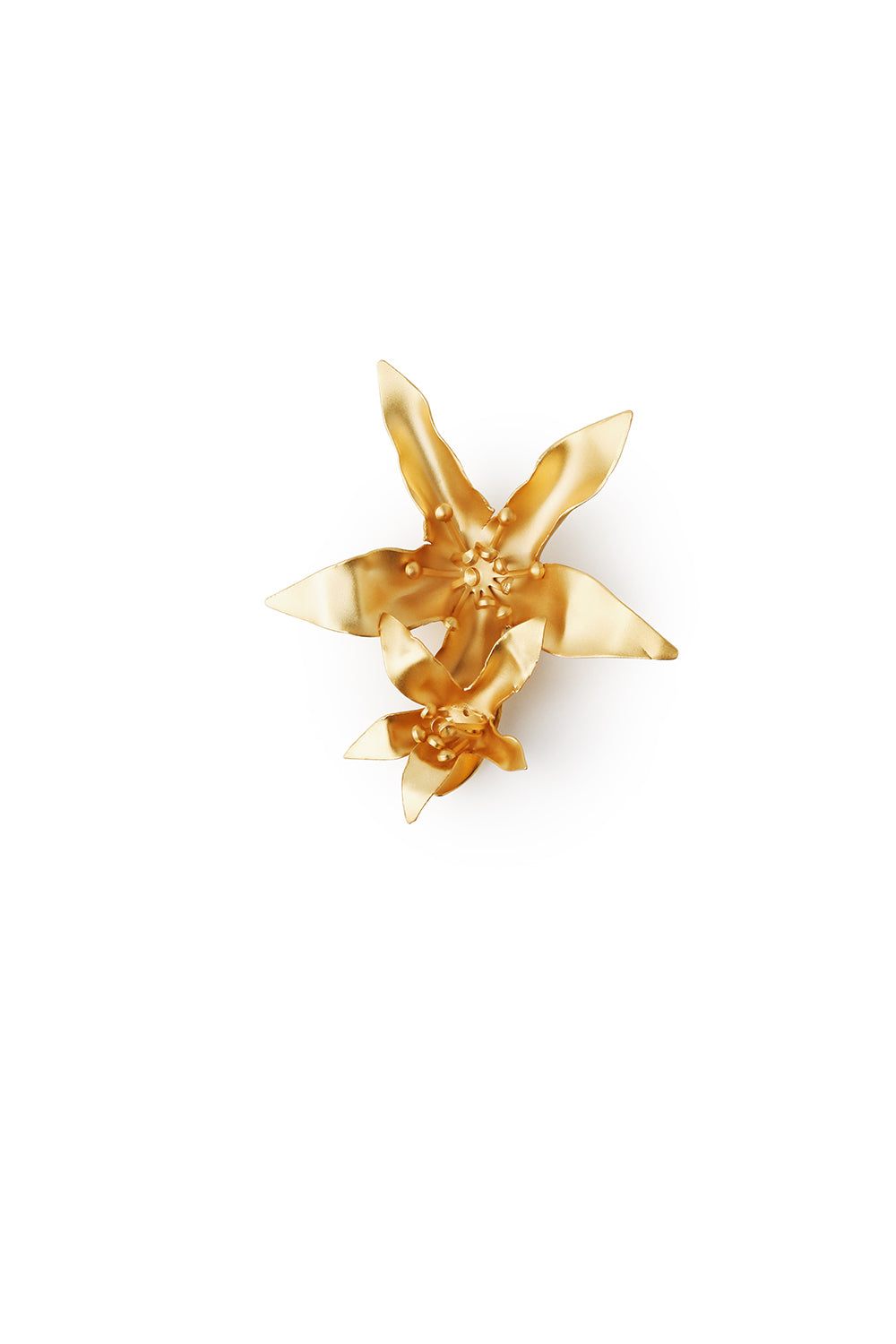 Broche fleur en or mat plaqué or 24 carats