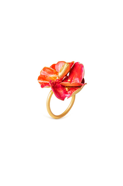 Small gold or enameled Havana flower ring