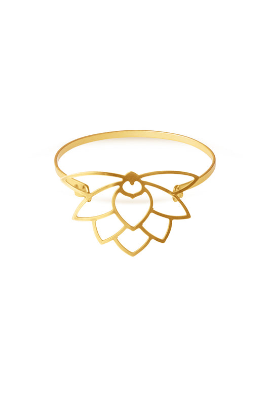 Bracelet Manille Fleur de Lotus Doré