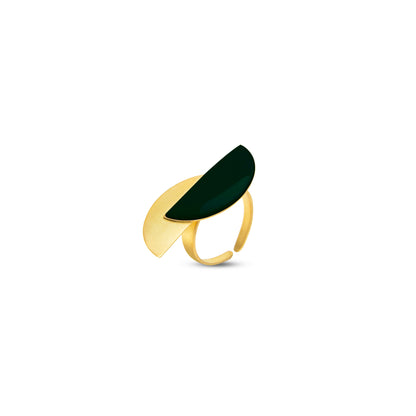 Anillo S Java ajustable Dorado esmaltado a mano, detalle 5