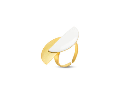 Adjustable Java S Ring Gold Hand Enamel White, Black, Turquoise or Strawcherry