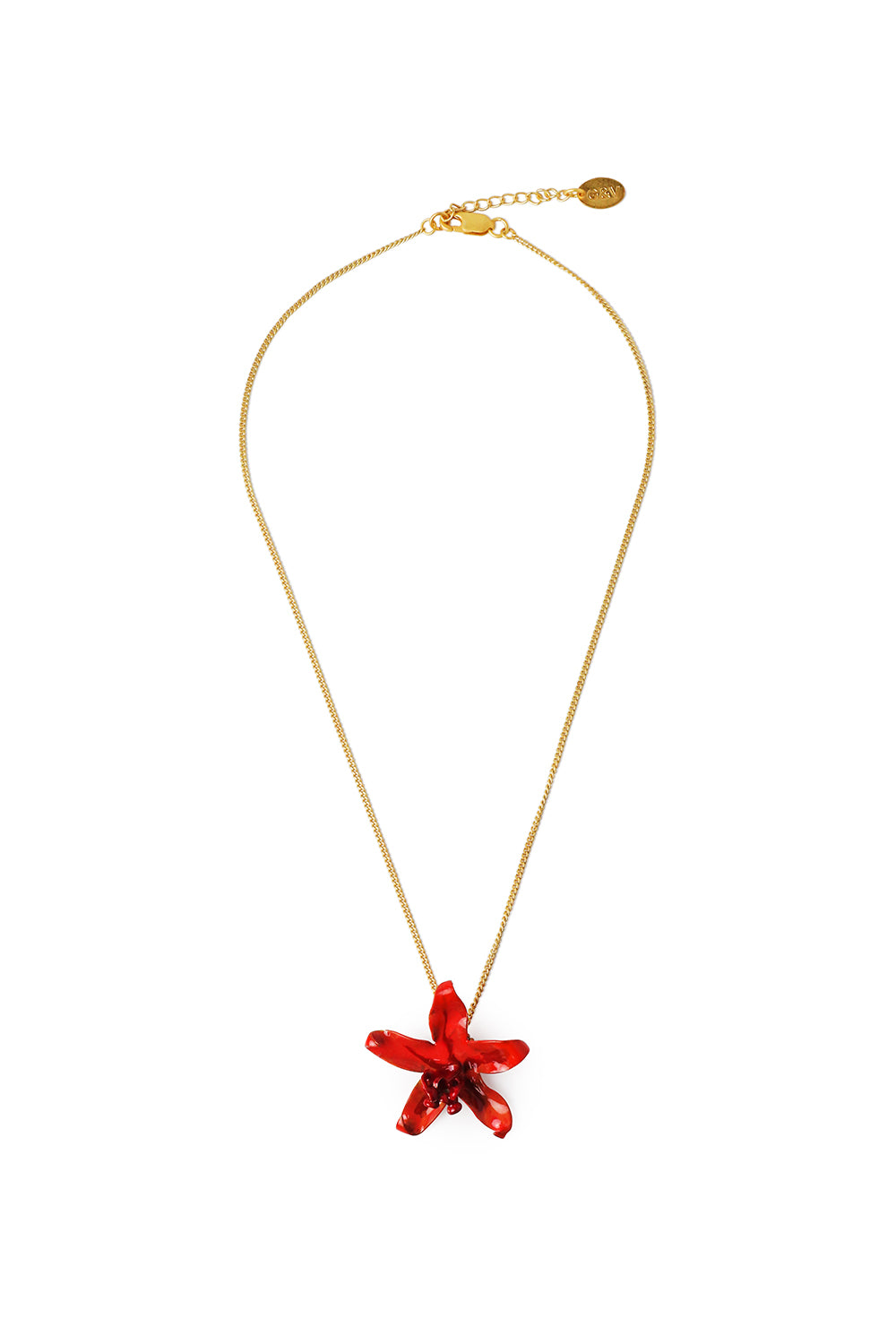 Colgante Flores dorado mate baño de oro 24 ct esmaltado a mano, detalle 2