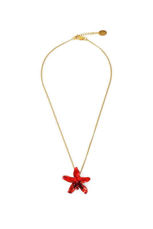 Colgante Flores dorado mate baño de oro 24 ct esmaltado a mano, detalle 2