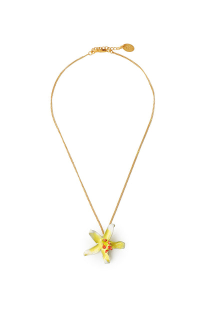 Colgante Flores dorado mate baño de oro 24 ct esmaltado a mano, detalle 3
