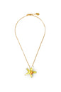 Colgante Flores dorado mate baño de oro 24 ct esmaltado a mano, detalle 3