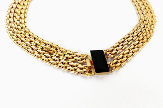 Collar Love doble baño de oro 24 ct con cierre de lujo y esmalte negro