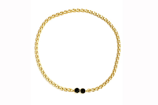 Collar Love fino baño de oro 24 ct con cierre de lujo y esmalte negro