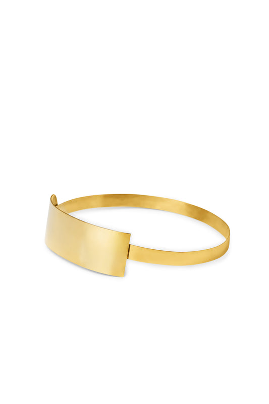 Gargantilla J plana baño de oro 24 ct