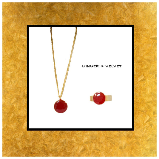 Enamel Pack 1 Red Necklace and Ring