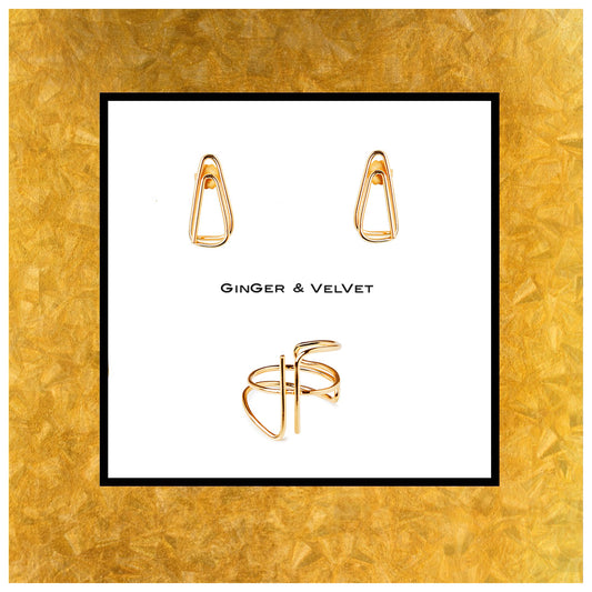 Peñuelas Pack Matte gold Necklace and Earrings