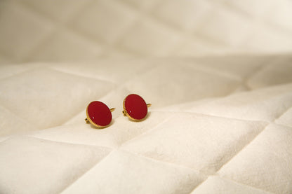 Pendientes Esmalte Redondos baño de oro 24 ct esmaltados a mano