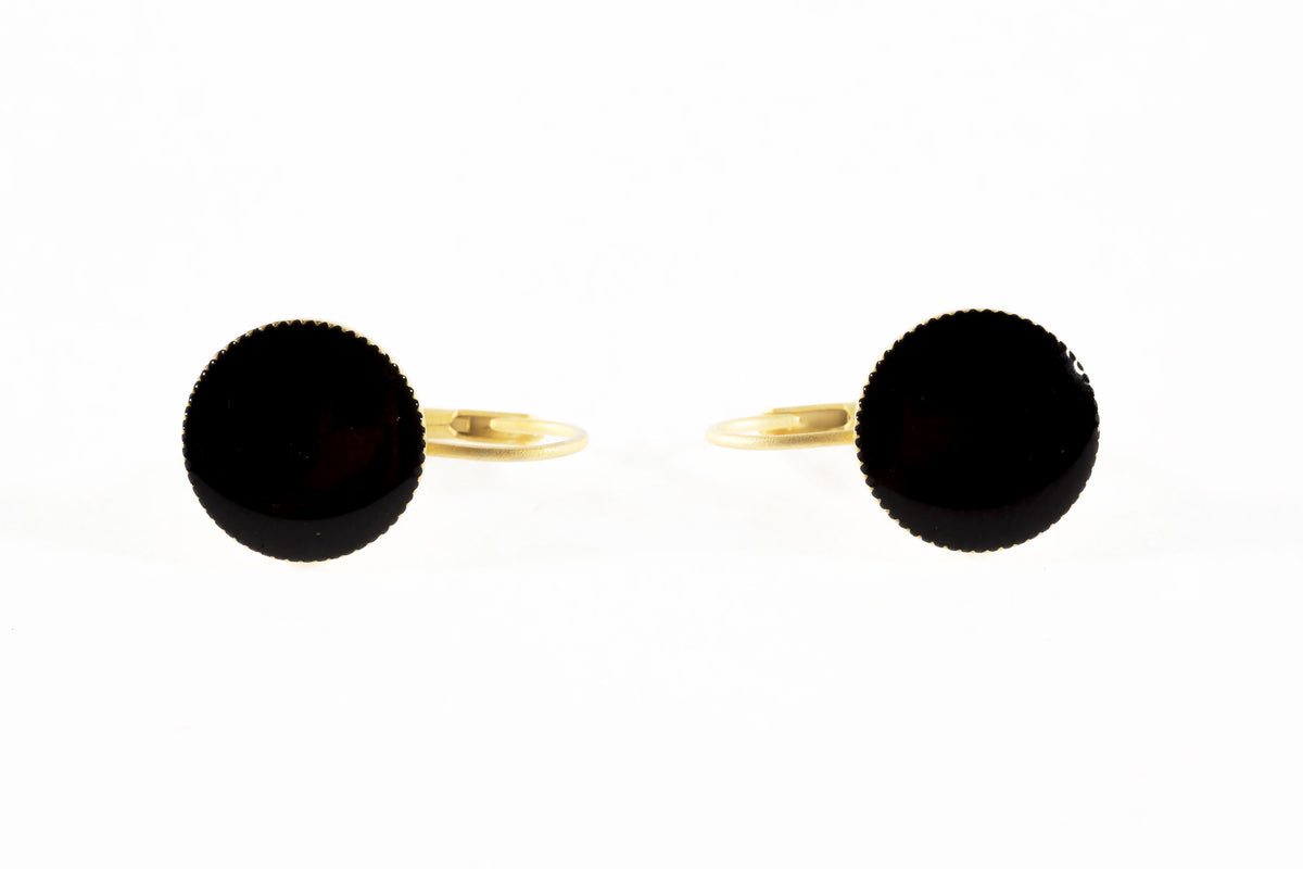 Pendientes Esmalte Redondos baño de oro 24 ct esmaltados a mano, detalle 3
