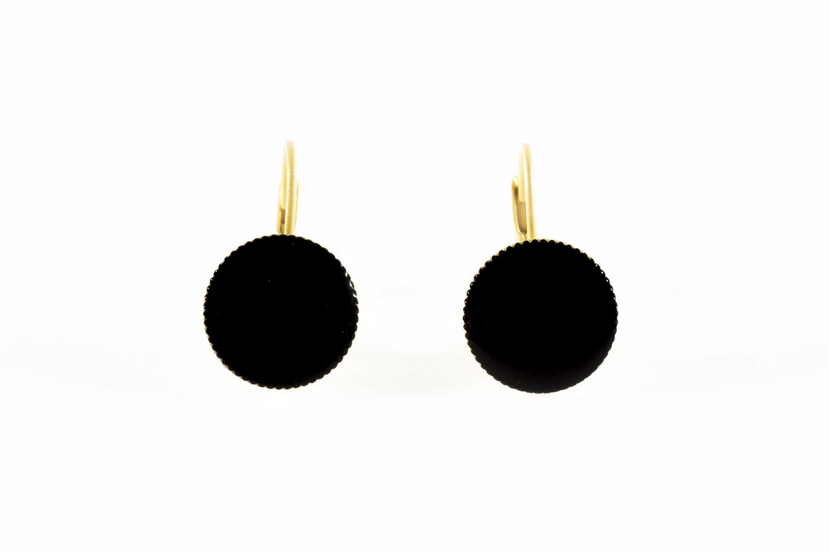 Pendientes Esmalte Redondos baño de oro 24 ct esmaltados a mano, detalle 4