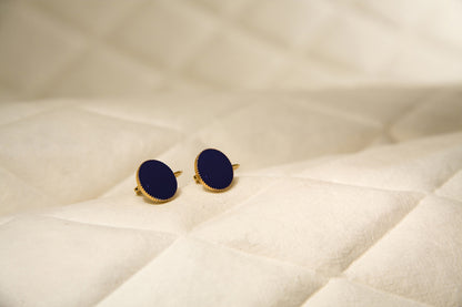 Pendientes Esmalte Redondos baño de oro 24 ct esmaltados a mano, detalle 6