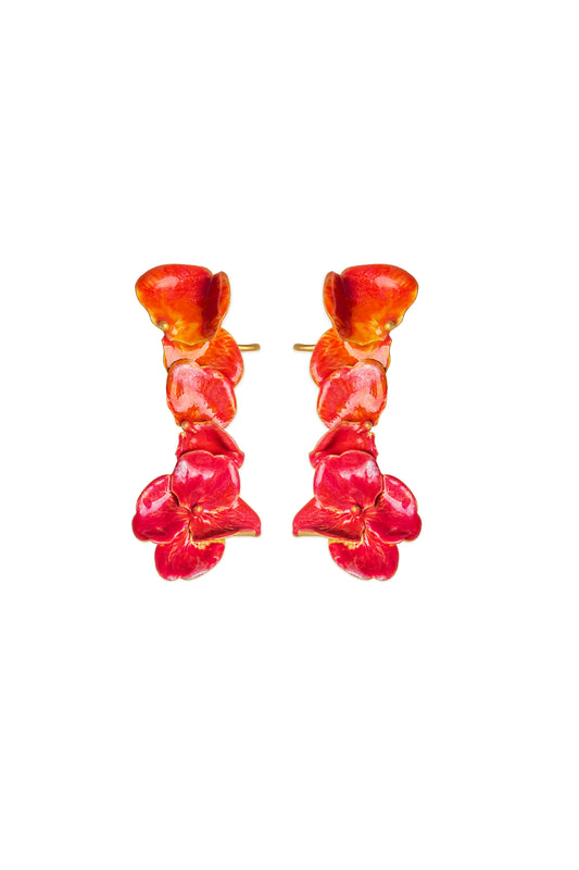 Pendientes flor Climbing Habana dorado o esmaltados a mano, detalle 2