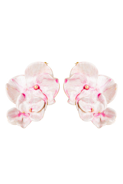 Pendientes flor grandes Habana dorados o esmaltados a mano, detalle 2