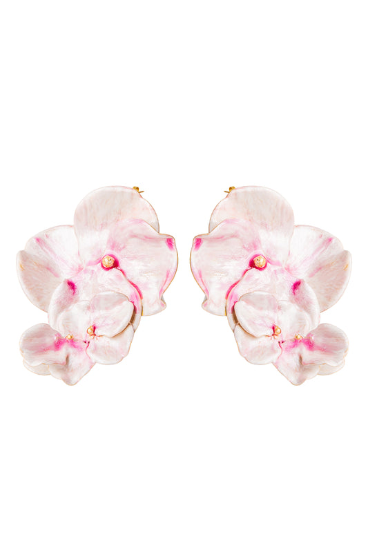 Pendientes flor grandes Habana dorados o esmaltados a mano, detalle 2