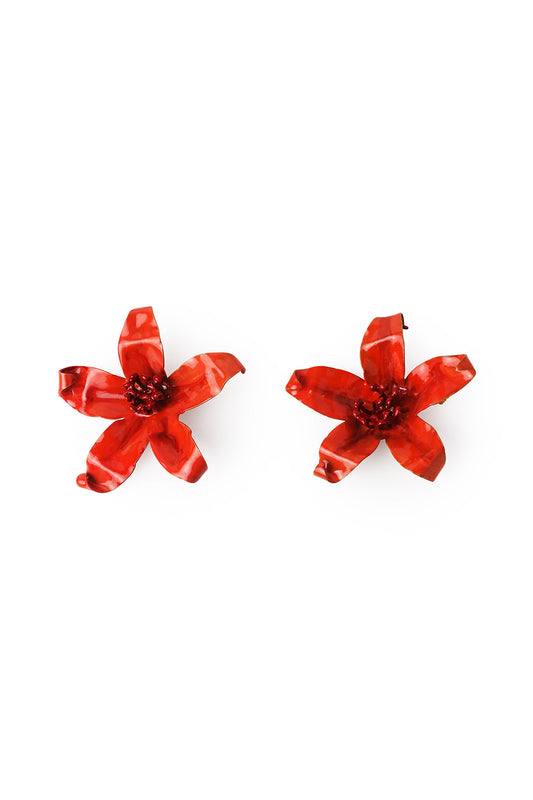 Pendientes grandes Flores esmaltados a mano, detalle 2