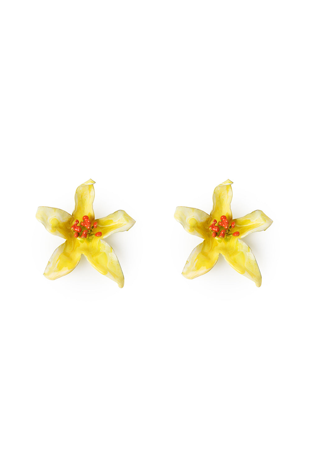 Pendientes grandes Flores esmaltados a mano, detalle 3