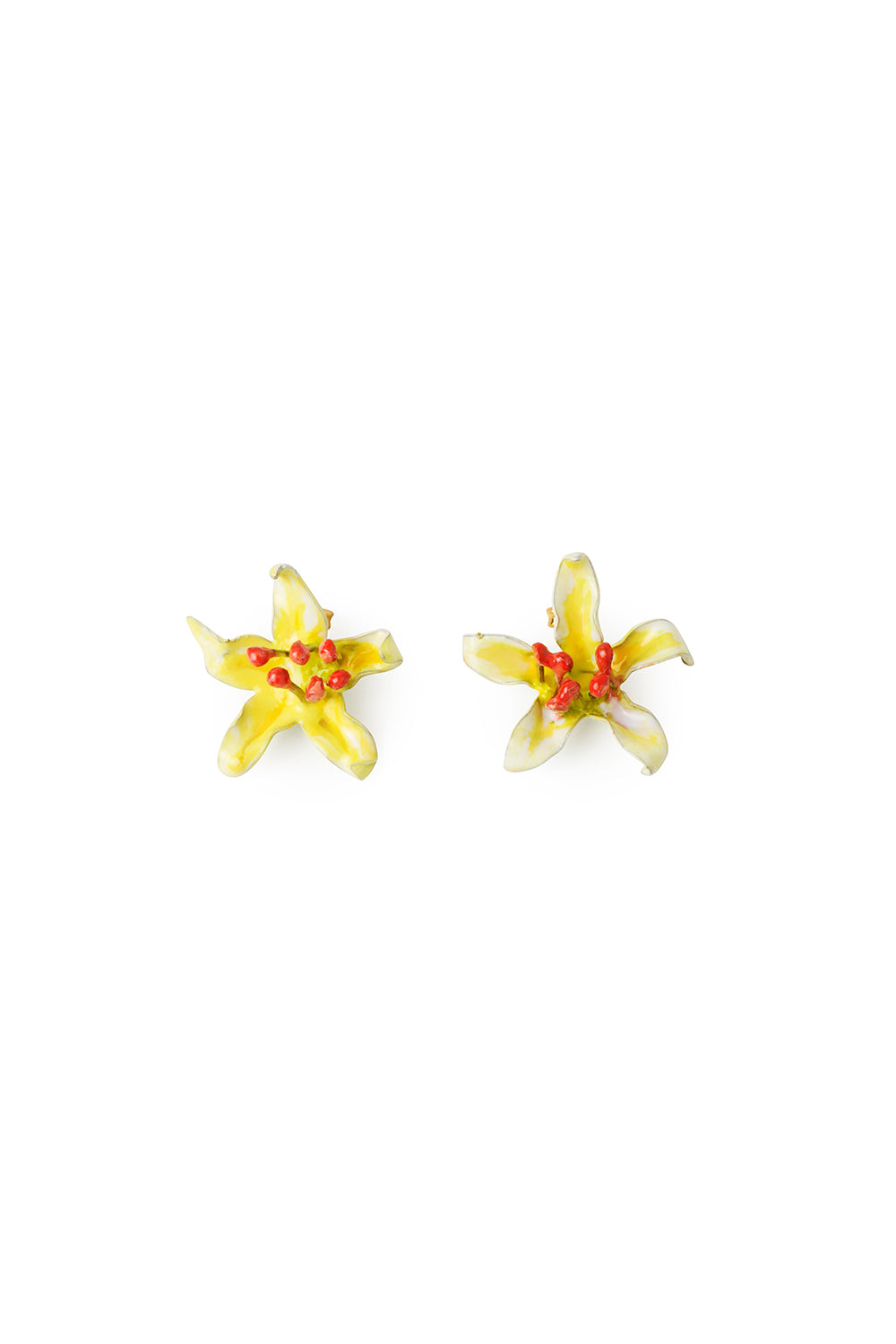 Pendientes pequeños Flores esmaltados a mano, detalle 3
