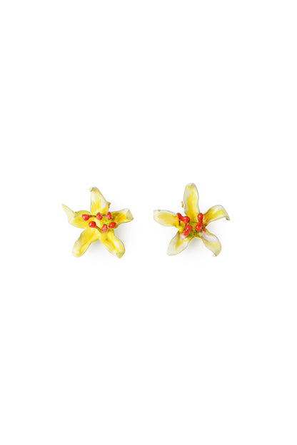 Pendientes pequeños Flores esmaltados a mano, detalle 3